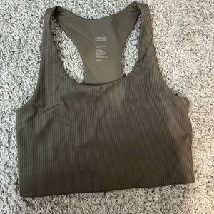 Girlfriend Collective Olive Green Ribbed Paloma Sports Bra | Size M